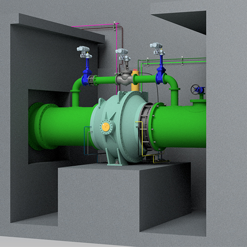 proyectos-home_0000_Ensamble Descarga de Fondo - Miraflores + Piping + Valvula reductora presion